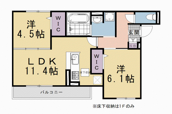 京都市烏丸線 くいな橋駅 徒歩3分 3階建 新築(2LDK/2階)の間取り写真