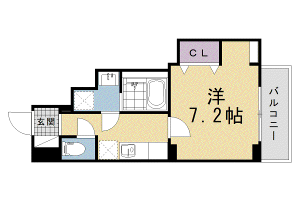 京福北野線 北野白梅町駅 徒歩17分 5階建 新築(1K/3階)の間取り写真