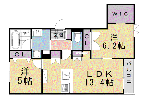 京都市烏丸線 北山駅(京都) 徒歩6分 2階建 新築(2LDK/2階)の間取り写真