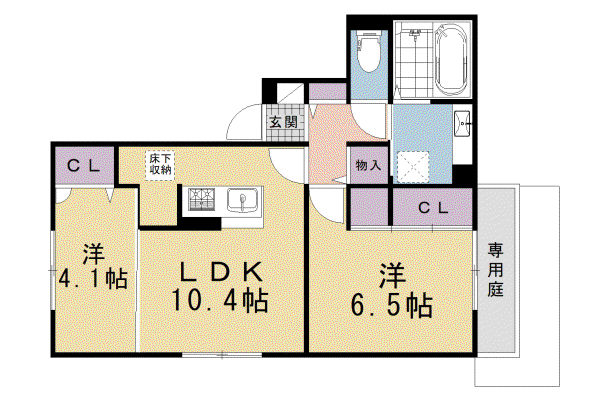 京都市烏丸線 北山駅(京都) 徒歩8分 2階建 新築(2LDK/1階)の間取り写真