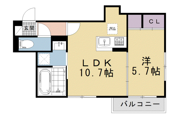 京都市烏丸線 北山駅(京都) 徒歩8分 2階建 新築(1LDK/2階)の間取り写真