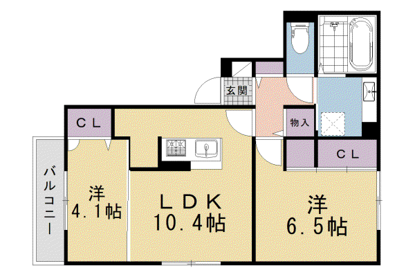 京都市烏丸線 北山駅(京都) 徒歩8分 2階建 新築(2LDK/2階)の間取り写真
