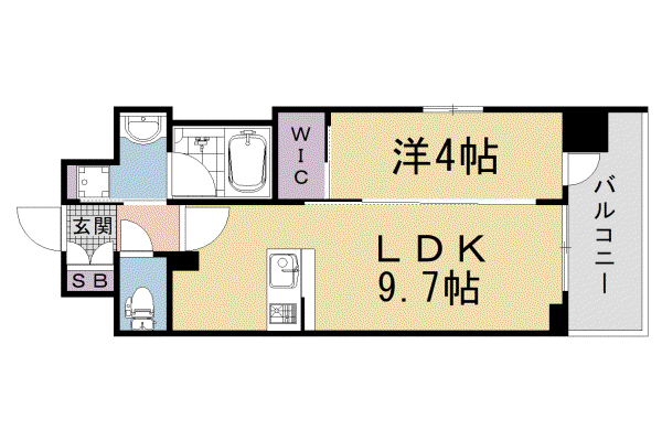 阪急電鉄京都線 西京極駅 徒歩12分 10階建 新築(1LDK/4階)の間取り写真