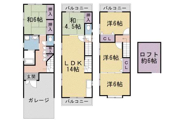 阪急電鉄嵐山線 松尾大社駅 徒歩12分 3階建 築27年(5SLDK)の間取り写真