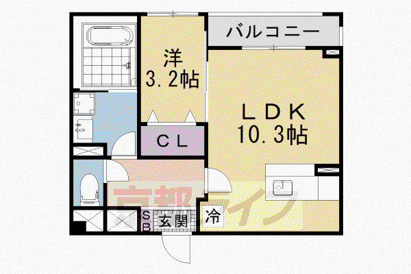 メゾン・ド・K 天神川(1LDK/2階)の間取り写真