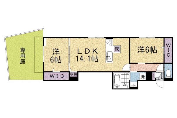 叡山電鉄 宝ケ池駅 徒歩14分 2階建 新築(2LDK/1階)の間取り写真