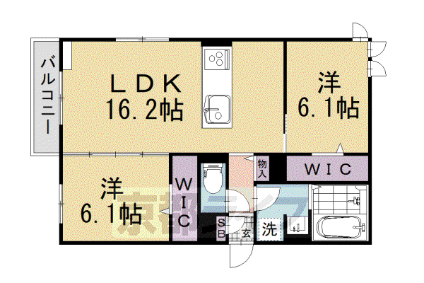 叡山電鉄 宝ケ池駅 徒歩14分 2階建 新築(2LDK/1階)の間取り写真