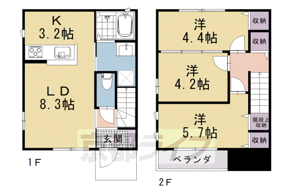阪急電鉄京都線 西院駅(阪急) 徒歩6分 2階建 新築(3LDK)の間取り写真