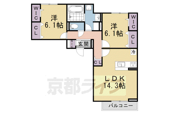 アルタ若竹ビュー(2LDK/3階)の間取り写真