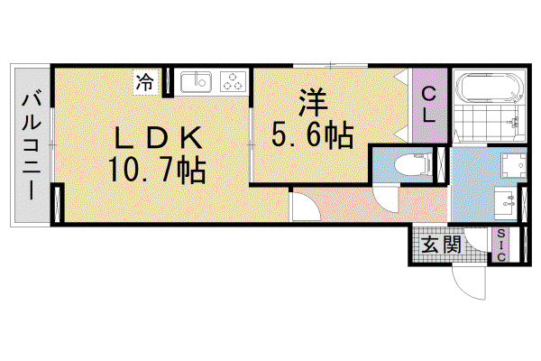 アルタ若竹ビュー(1LDK/2階)の間取り写真