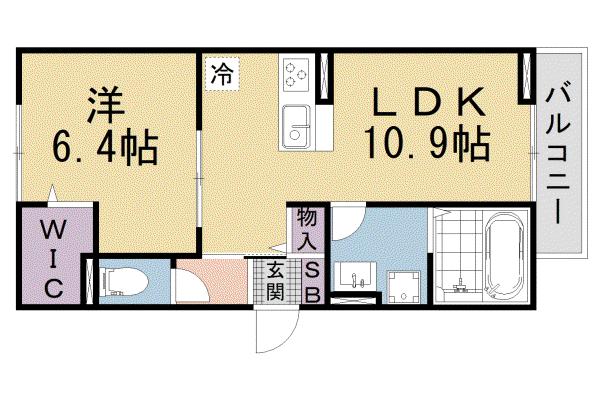 アルタ若竹ビュー(1LDK/2階)の間取り写真