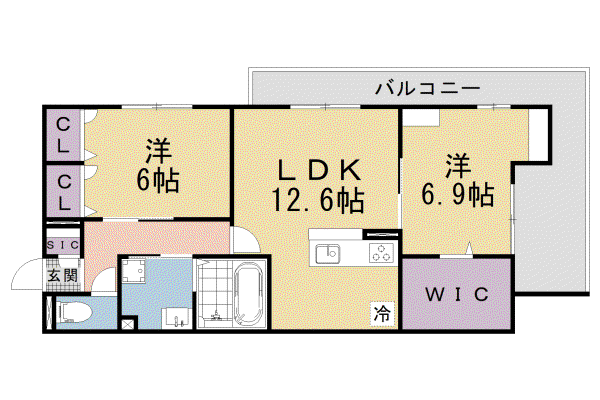 GIGLIATO(2LDK/3階)の間取り写真