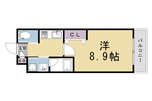 京都市東西線 二条駅 徒歩16分 4階建 築1年(1K/3階)の間取り写真