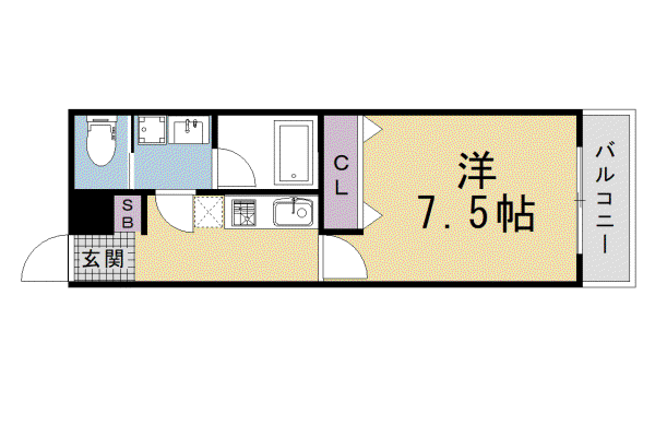 京都市東西線 二条駅 徒歩16分 4階建 築1年(1K/1階)の間取り写真
