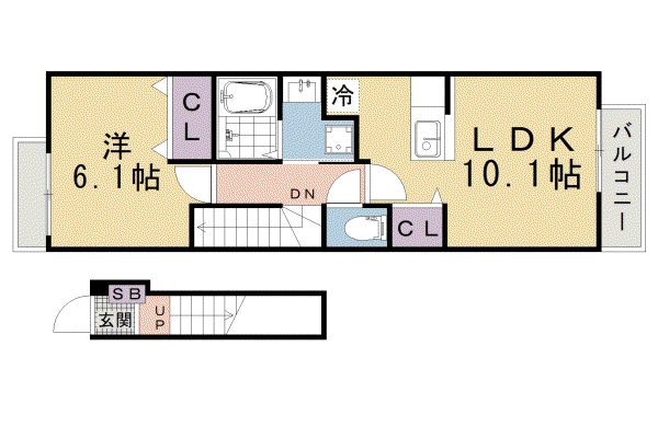 コーポ和広(1LDK/1階)の間取り写真