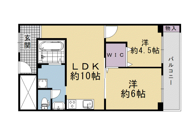  下鳥羽(2LDK/4階)の間取り写真