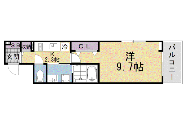 リルーム南草津(1K/3階)の間取り写真
