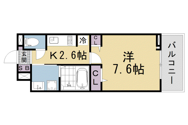 リルーム南草津(1K/2階)の間取り写真