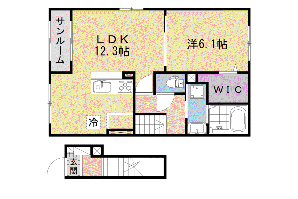奈良線 宇治駅(ＪＲ) 徒歩9分 2階建 新築(1LDK/2階)の間取り写真