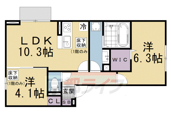 D-ROOM西矢倉(2LDK/1階)の間取り写真