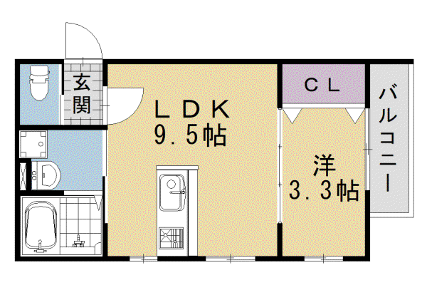 レーブ亀岡(1LDK/2階)の間取り写真