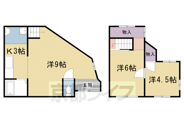 京都市東西線 西大路御池駅 徒歩9分 2階建 築71年(3K)の間取り写真