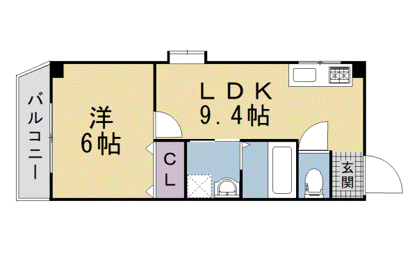 片町線 津田駅 徒歩4分 5階建 築32年(1LDK/3階)の間取り写真