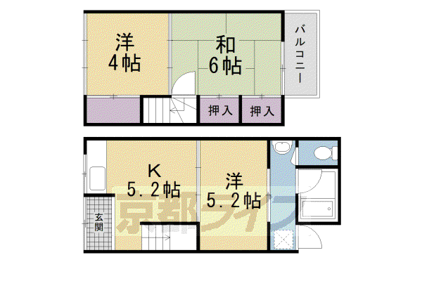 京都市烏丸線 北大路駅 徒歩30分 2階建 築44年