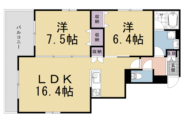 京都市烏丸線 烏丸御池駅 徒歩4分 5階建 新築(2LDK/2階)の間取り写真