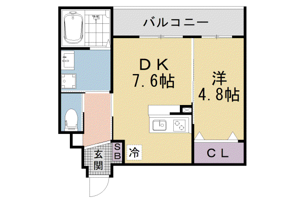 京都市東西線 椥辻駅 徒歩3分 5階建 新築(1DK/3階)の間取り写真