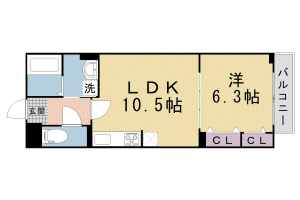 片町線 藤阪駅 徒歩11分 3階建 新築(1LDK/3階)の間取り写真