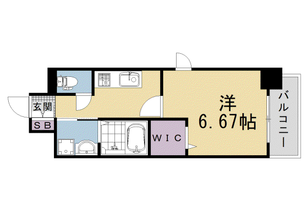 阪急電鉄京都線 西京極駅 徒歩7分 11階建 新築(1K/5階)の間取り写真