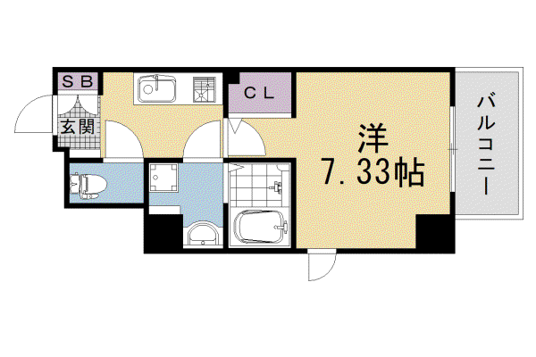 阪急電鉄京都線 西京極駅 徒歩7分 11階建 新築(1K/4階)の間取り写真