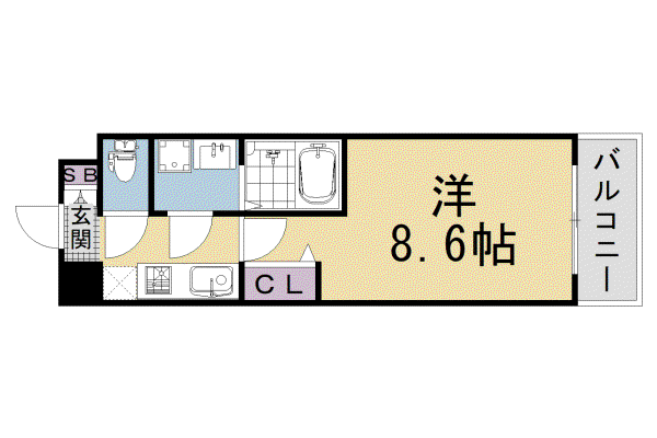 京都市東西線 太秦天神川駅 徒歩9分 5階建 新築(1K/4階)の間取り写真