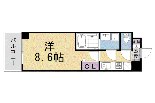 京都市東西線 太秦天神川駅 徒歩9分 5階建 新築(1K/1階)の間取り写真