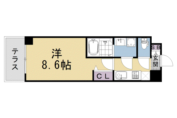 京都市東西線 太秦天神川駅 徒歩9分 5階建 新築(1K/1階)の間取り写真