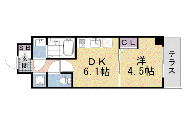 京都市東西線 太秦天神川駅 徒歩9分 5階建 新築(1DK/1階)の間取り写真
