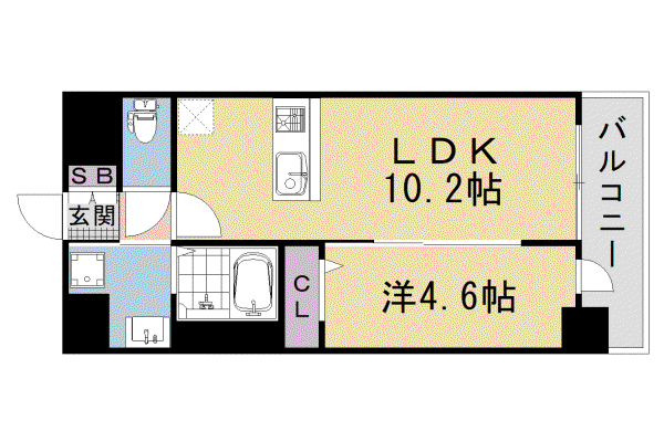 京都市東西線 太秦天神川駅 徒歩9分 5階建 新築(1LDK/4階)の間取り写真