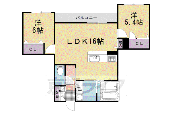 阪急電鉄京都線 西山天王山駅 徒歩7分 3階建 築6年(2LDK/3階)の間取り写真