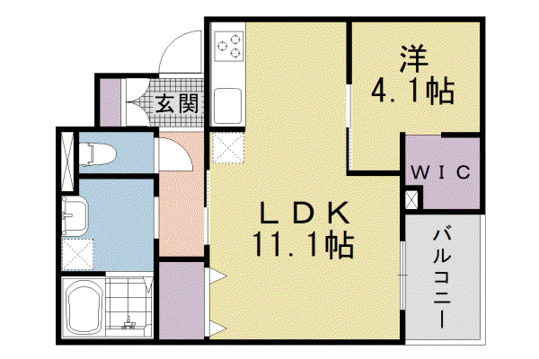 リヴェール柚之木(1LDK/1階)の間取り写真