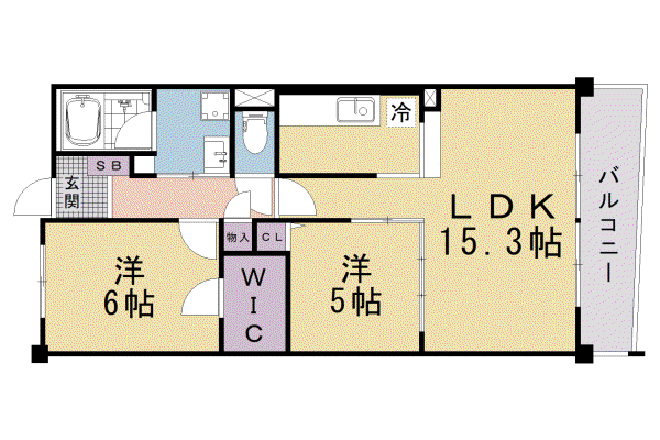 ヴィヴァーチェ(2LDK/2階)の間取り写真