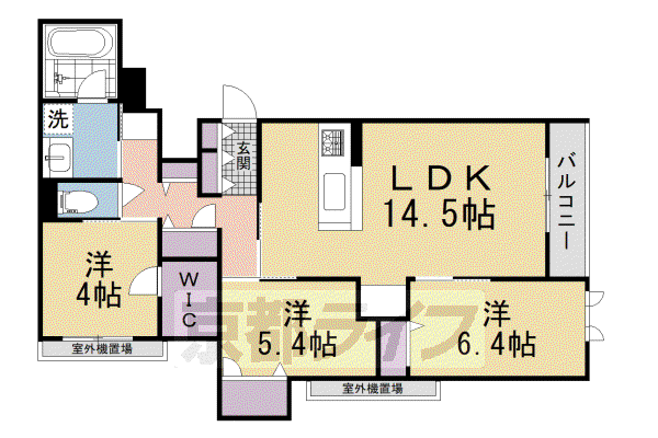 京阪電気鉄道京阪線 樟葉駅 徒歩10分 3階建 築4年(3LDK/3階)の間取り写真