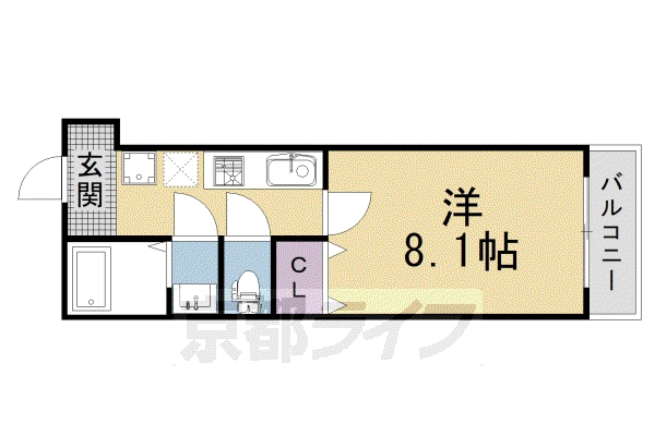 山陰本線 丹波口駅 徒歩7分 5階建 新築(1K/1階)の間取り写真