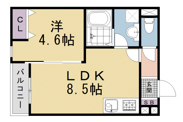 東海道本線 京都駅 徒歩20分 3階建 新築(1LDK/2階)の間取り写真