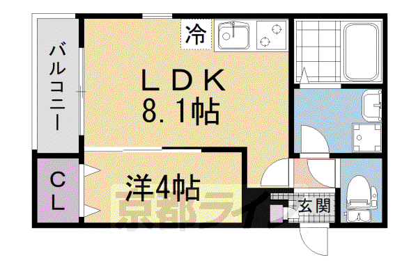 京阪電気鉄道京阪線 御殿山駅 徒歩8分 3階建 築2年(1LDK/3階)の間取り写真