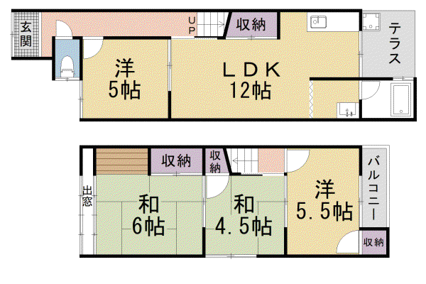 京都市東西線 小野駅(京都) 徒歩7分 2階建 築43年(4LDK)の間取り写真
