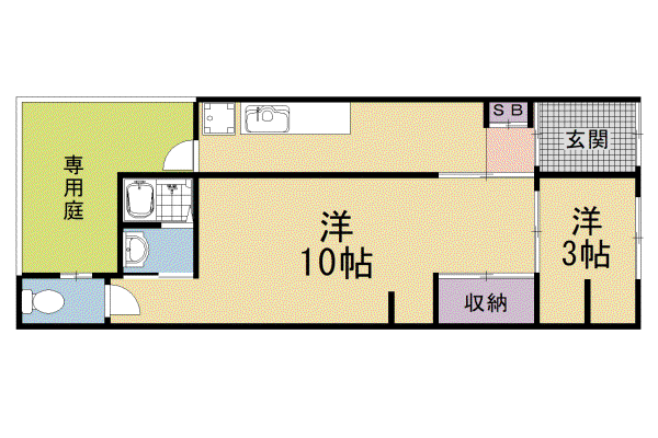 山陰本線 花園駅(京都) 徒歩4分 1階建 築46年(2K)の間取り写真