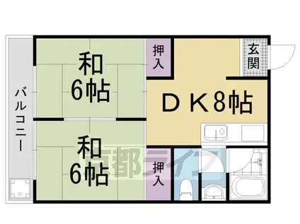 サンハイツ西ノ京(2LDK/3階)の間取り写真