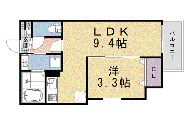 ジーメゾン京都九条ミオリア(1LDK/1階)の間取り写真