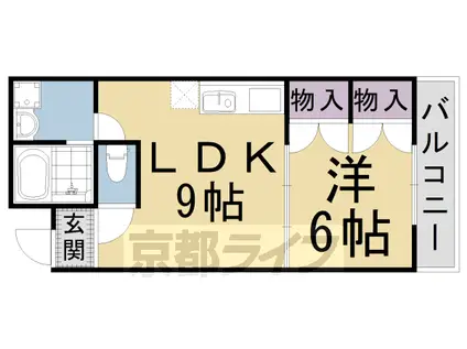 京都市東西線 西大路御池駅 徒歩6分 5階建 築35年(1LDK/2階)の間取り写真